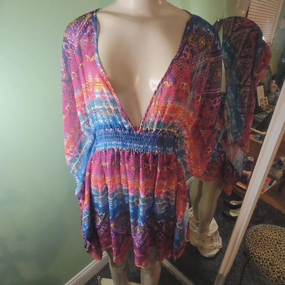Jessica Simspon Multicolor Cutout Swimsuit Coverup - Picture 4 of 12